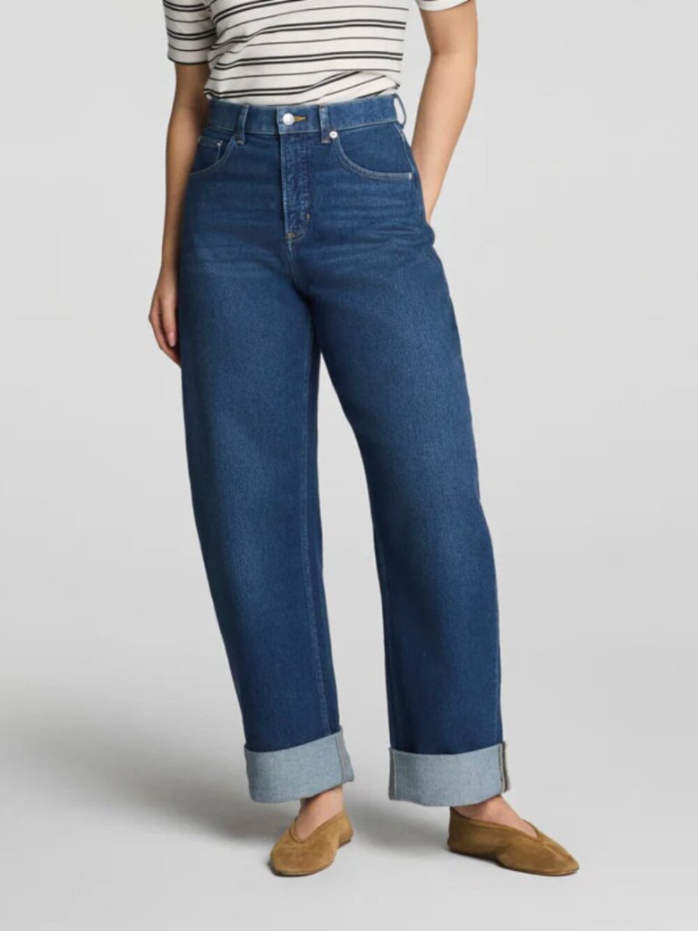 Spanx SPANXshape Authentic 360 Cuffed Horseshoe Jeans | Adriatic Blue Petite XL